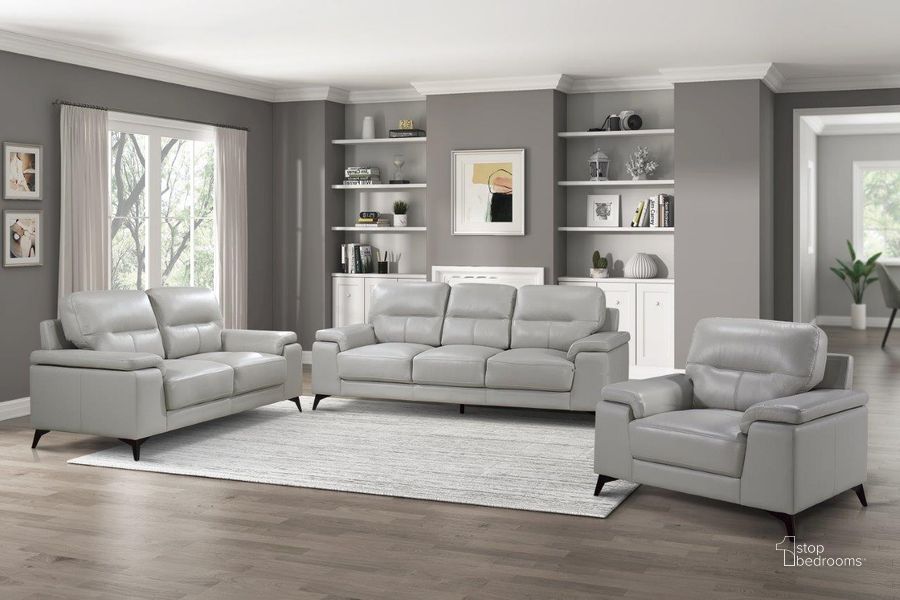 The appearance of Mischa Silver Gray Living Room Set designed by Homelegance in the modern / contemporary interior design. This gray piece of furniture  was selected by 1StopBedrooms from Mischa Collection to add a touch of cosiness and style into your home. Sku: 9514SVE-3;9514SVE-2. Material: Wood. Product Type: Living Room Set. Image1