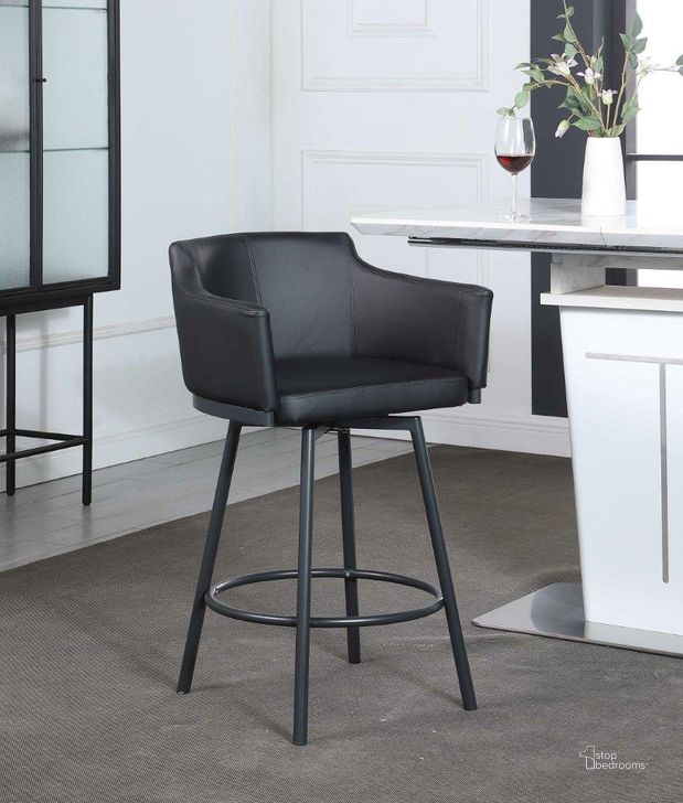 The appearance of Modern Club Counter Stool with Memory Swivel designed by Chintaly Imports in the modern / contemporary interior design. This matte black piece of furniture  was selected by 1StopBedrooms from  to add a touch of cosiness and style into your home. Sku: DEMI-CS-BLK. Product Type: Barstool. Image1