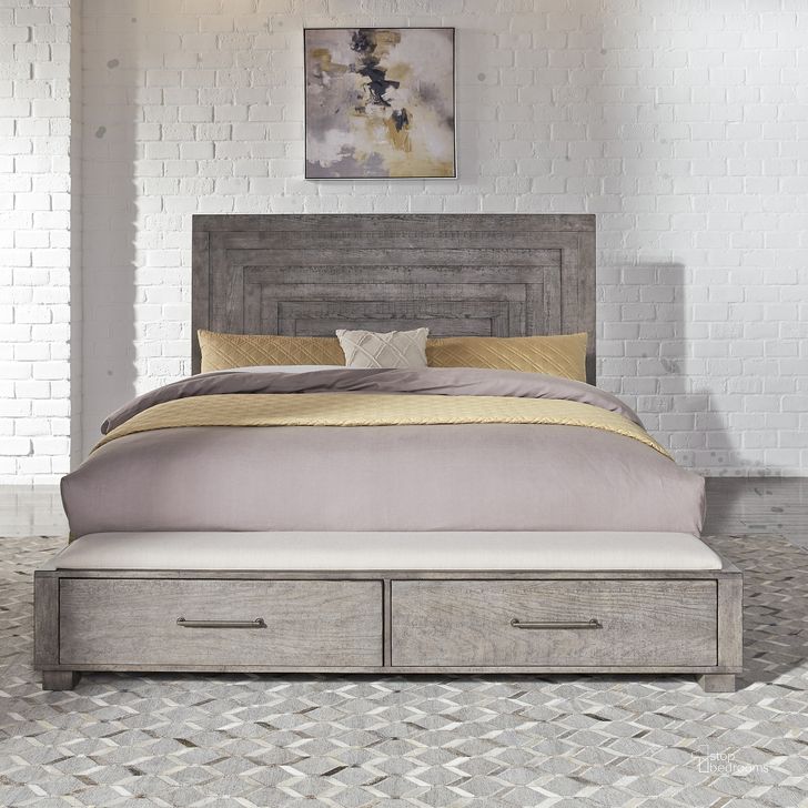 The appearance of Modern Farmhouse Distressed Dusty Charcoal Queen Platform Storage Bed designed by Liberty in the country / farmhouse interior design. This brown piece of furniture  was selected by 1StopBedrooms from Modern Farmhouse Collection to add a touch of cosiness and style into your home. Sku: 406-BR13;406-BR14FS;406-BR91RSP. Bed Type: Storage Bed. Product Type: Storage Bed. Bed Size: Queen.
