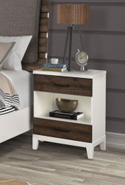 The appearance of Daydreams Nightstand In White And Taupe designed by Bernards in the modern / contemporary interior design. This white and taupe piece of furniture  was selected by 1StopBedrooms from Daydream Collection to add a touch of cosiness and style into your home. Sku: 1288-120. Product Type: Nightstand. Material: Solid Pine.