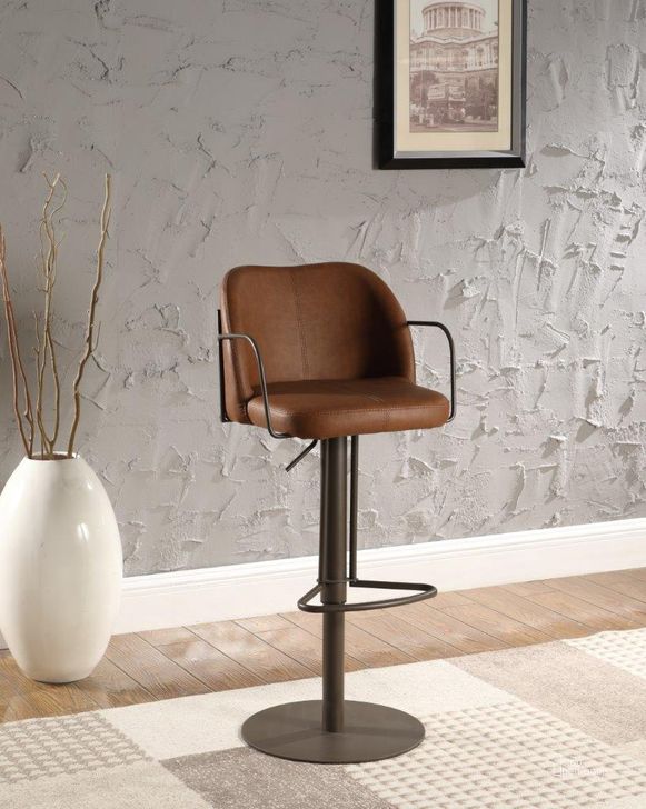 The appearance of Modern Pneumatic Adjustable Stool designed by Chintaly Imports in the modern / contemporary interior design. This brown piece of furniture  was selected by 1StopBedrooms from  to add a touch of cosiness and style into your home. Sku: 0550-AS-BRW. Product Type: Barstool. Image1