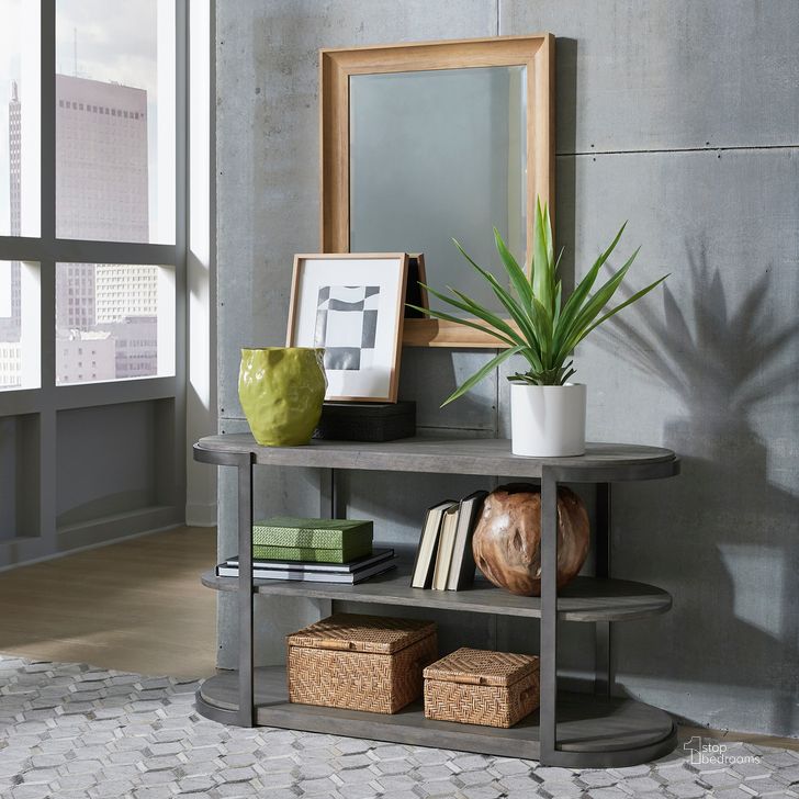 The appearance of Modern View Sofa Table In Gauntlet Gray designed by Liberty in the modern / contemporary interior design. This gray piece of furniture  was selected by 1StopBedrooms from Modern View Collection to add a touch of cosiness and style into your home. Sku: 960-OT1030T;960-OT1030B. Product Type: Sofa Table. Material: Wood Veneer. Image1