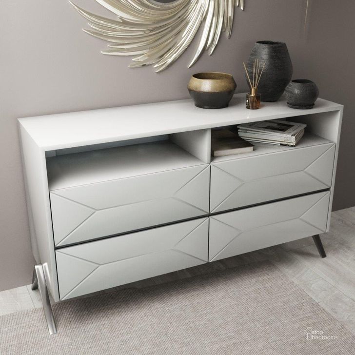 The appearance of Modrest Candid Modern White Dresser designed by VIG Furniture in the modern / contemporary interior design. This white piece of furniture  was selected by 1StopBedrooms from Modrest Candid Collection to add a touch of cosiness and style into your home. Sku: VGVCJ1109-D. Product Type: Dresser. Material: Stainless Steel. Image1
