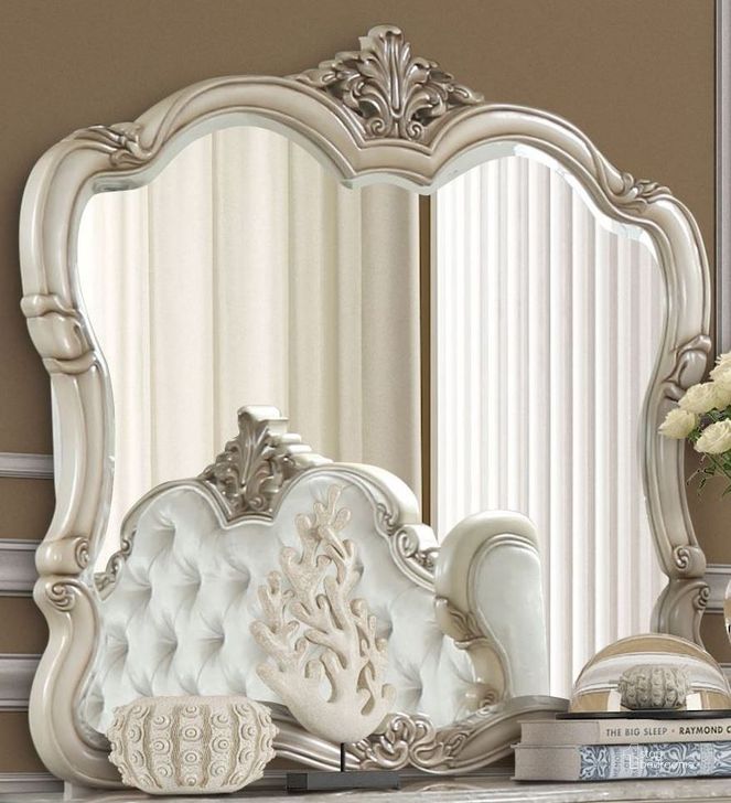 The appearance of Monique Pearl Mirror designed by New Classic in the transitional interior design. This white piece of furniture  was selected by 1StopBedrooms from Monique Collection to add a touch of cosiness and style into your home. Sku: B992-060. Product Type: Dresser Mirror. Image1