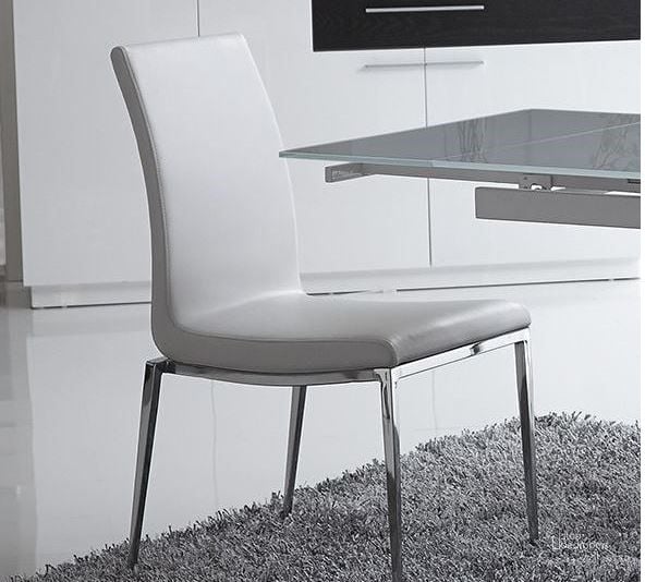 The appearance of Monique White Stackable Dining Chair Set of 2 designed by Bellini Modern Living in the modern / contemporary interior design. This white piece of furniture  was selected by 1StopBedrooms from Monique Collection to add a touch of cosiness and style into your home. Sku: Monique WHT. Product Type: Dining Chair. Image1