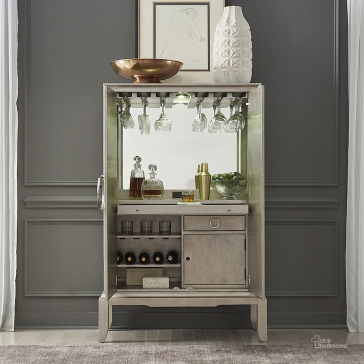 The appearance of Montage Bar Cabinet In Light Gray designed by Liberty in the modern / contemporary interior design. This light gray piece of furniture  was selected by 1StopBedrooms from Montage Collection to add a touch of cosiness and style into your home. Sku: 849-WC4468. Product Type: Bar Cabinet. Material: Poplar. Image1