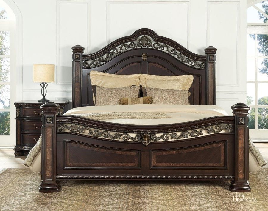 The appearance of Monte Carlo Queen Bed Complete designed by Steve Silver in the transitional interior design. This cocoa piece of furniture  was selected by 1StopBedrooms from Monte Carlo Collection to add a touch of cosiness and style into your home. Sku: RE163SS-138;RE163SS-139;RE163SS-140;RE163SS-141;RE163SS-142. Bed Type: Poster Bed. Product Type: Poster Bed. Bed Size: Queen. Material: Poplar. Image1