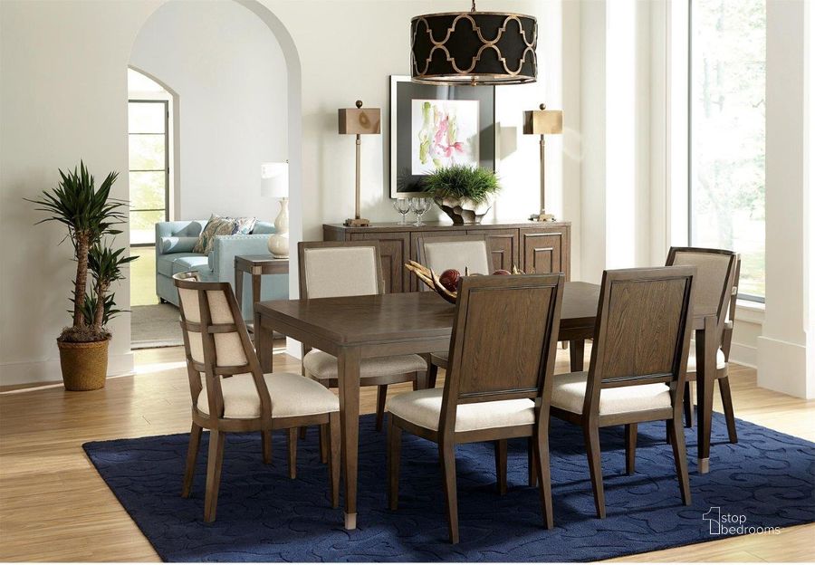 The appearance of Monterey Mink Extendable Rectangular Dining Room Set designed by Riverside Furniture in the glam interior design. This brown piece of furniture  was selected by 1StopBedrooms from Monterey Collection to add a touch of cosiness and style into your home. Sku: 39452;39457. Table Base Style: Legs. Product Type: Dining Room Set. Table Top Shape: Rectangular. Size: 72". Image1