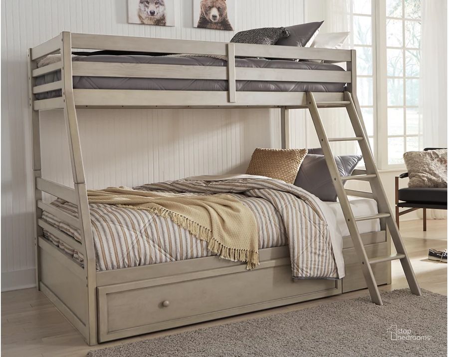 The appearance of Morewood Light Gray Twin Over Full Bunk Bed 0qd24312811 designed by Bennett Interiors in the transitional interior design. This light gray piece of furniture  was selected by 1StopBedrooms from Morewood Collection to add a touch of cosiness and style into your home. Sku: B733-50;B733-58P;B733-58R. Bed Type: Bunk Bed. Material: Wood. Product Type: Bunk Bed. Bed Size: Twin Over Full. Image1