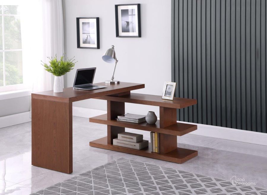 The appearance of Motion Home Office Desk with Shelves designed by Chintaly Imports in the modern / contemporary interior design. This walnut piece of furniture  was selected by 1StopBedrooms from  to add a touch of cosiness and style into your home. Sku: 6915-DSK-WAL. Product Type: Office Desk. Image1