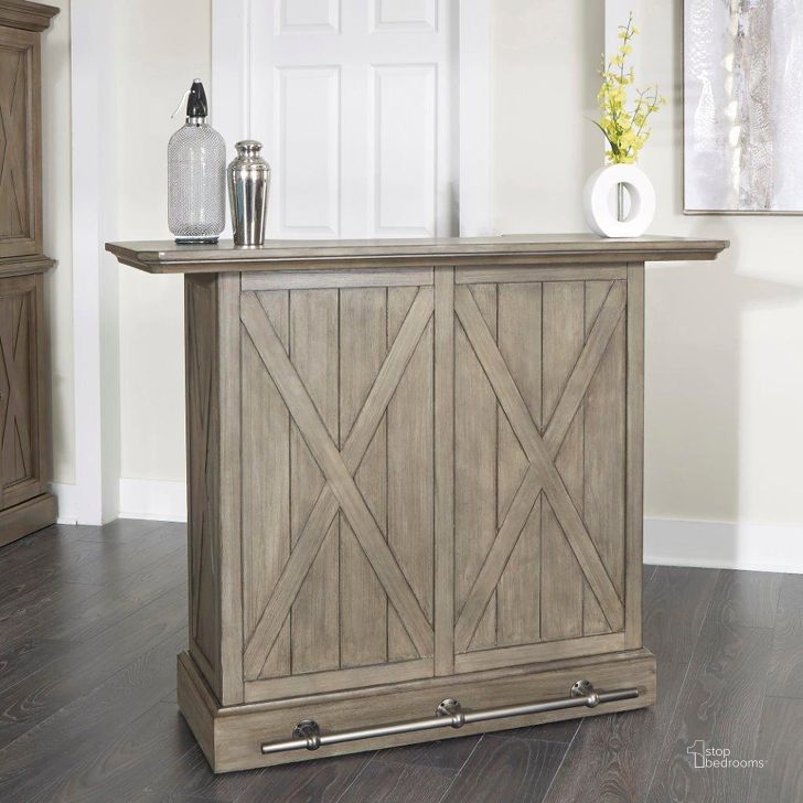 The appearance of Mountain Lodge Bar designed by Homestyles in the country / farmhouse interior design. This gray piece of furniture  was selected by 1StopBedrooms from Mountain Lodge Collection to add a touch of cosiness and style into your home. Sku: 5525-991;5525-992. Material: Wood. Product Type: Home Bar. Image1