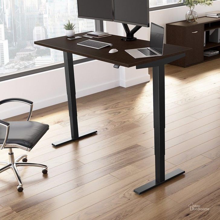 The appearance of Move 40 Series by Bush Business Furniture 60W x 30D Electric Height Adjustable Standing Desk in Mocha Cherry with Black Base designed by Bush Furniture in the modern / contemporary interior design. This mocha cherry piece of furniture  was selected by 1StopBedrooms from Move 40 Series Collection to add a touch of cosiness and style into your home. Sku: M4S6030MRBK. Product Type: Desk. Image1