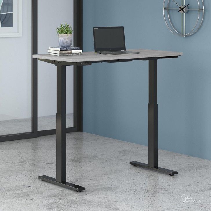 The appearance of Move 60 Series by Bush Business Furniture 48W x 24D Electric Height Adjustable Standing Desk in Platinum Gray with Black Base designed by Bush Furniture in the transitional interior design. This platinum gray piece of furniture  was selected by 1StopBedrooms from Move 60 Series Collection to add a touch of cosiness and style into your home. Sku: M6S4824PGBK. Product Type: Desk. Image1