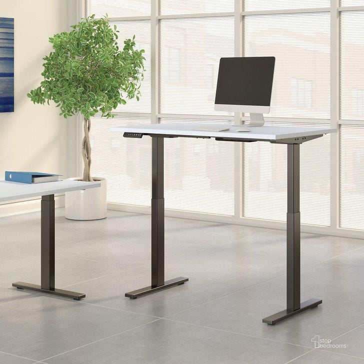 The appearance of Move 60 Series by Bush Business Furniture 48W x 24D Electric Height Adjustable Standing Desk in White with Black Base designed by Bush Furniture in the modern / contemporary interior design. This white piece of furniture  was selected by 1StopBedrooms from Move 60 Series Collection to add a touch of cosiness and style into your home. Sku: M6S4824WHBK. Product Type: Desk. Image1