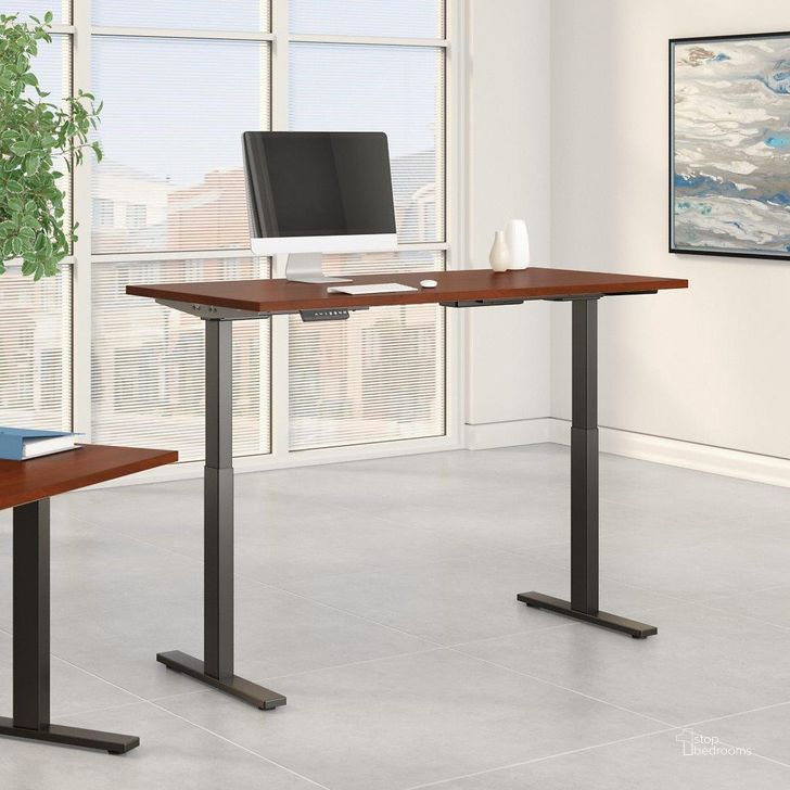 The appearance of Move 60 Series by Bush Business Furniture 60W x 30D Height Adjustable Standing Desk in Hansen Cherry with Black Base designed by Bush Furniture in the transitional interior design. This hansen cherry piece of furniture  was selected by 1StopBedrooms from Move 60 Series Collection to add a touch of cosiness and style into your home. Sku: M6S6030HCBK. Product Type: Desk. Image1