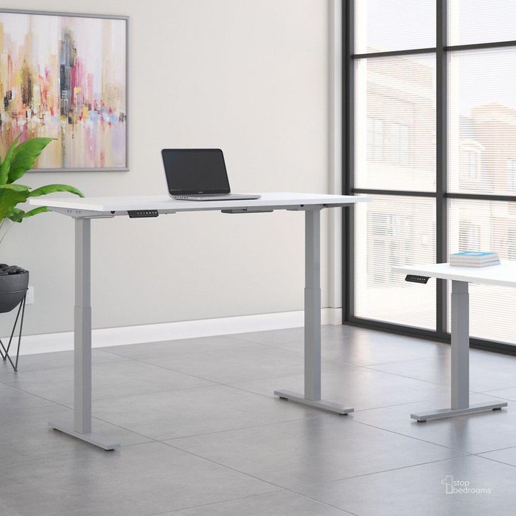 The appearance of Move 60 Series by Bush Business Furniture 72W x 30D Height Adjustable Standing Desk in White with Cool Gray Metallic Base designed by Bush Furniture in the modern / contemporary interior design. This white piece of furniture  was selected by 1StopBedrooms from Move 60 Series Collection to add a touch of cosiness and style into your home. Sku: M6S7230WHSK. Product Type: Desk. Image1