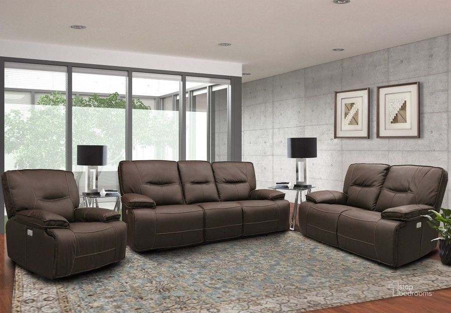The appearance of Spartacus Chocolate Dual Power Reclining Living Room Set with Power Headrest designed by Parker House in the modern / contemporary interior design. This brown piece of furniture  was selected by 1StopBedrooms from Spartacus Collection to add a touch of cosiness and style into your home. Sku: MSPA#832PH-CHO;MSPA#822PH-CHO. Material: Polyester. Product Type: Living Room Set. Image1
