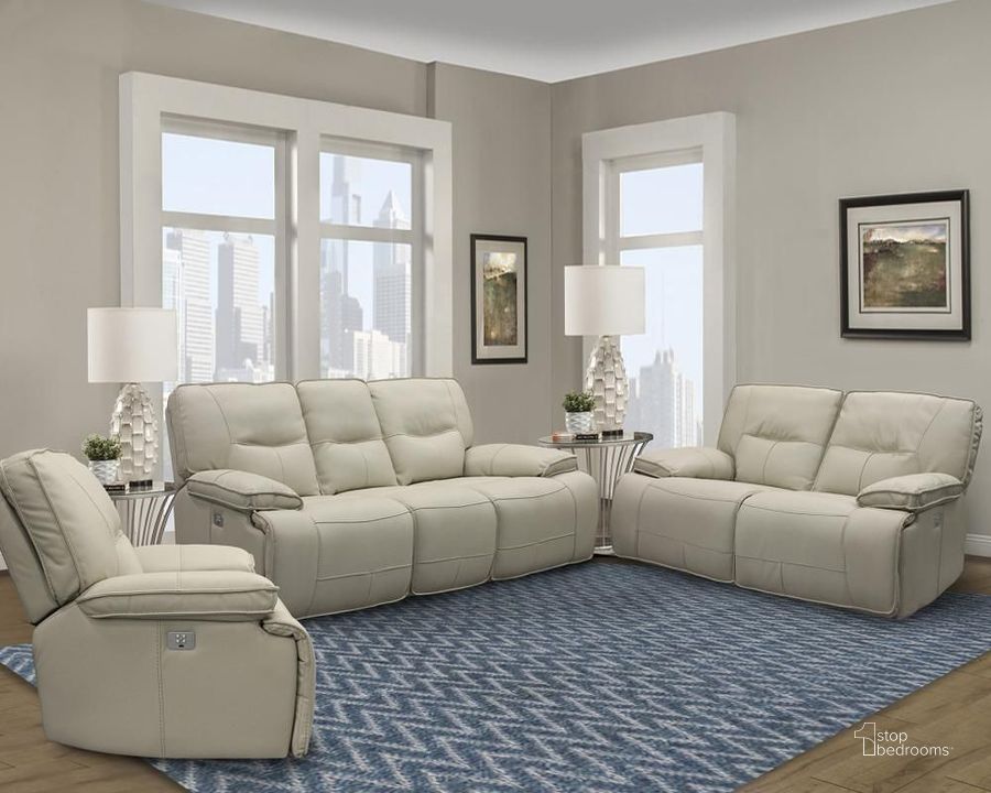The appearance of Spartacus Oyster Dual Power Reclining Living Room Set with Power Headrest designed by Parker House in the modern / contemporary interior design. This cream piece of furniture  was selected by 1StopBedrooms from Spartacus Collection to add a touch of cosiness and style into your home. Sku: MSPA#832PH-OYS;MSPA#822PH-OYS. Material: Polyester. Product Type: Living Room Set. Image1