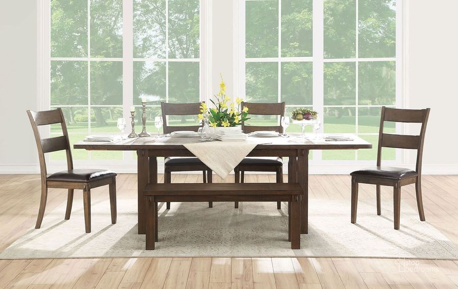 The appearance of Nabirye Dining Room Set designed by ACME in the transitional interior design. This dark oak piece of furniture  was selected by 1StopBedrooms from Nabirye Collection to add a touch of cosiness and style into your home. Sku: 73160;73162. Material: Wood. Product Type: Dining Room Set. Image1