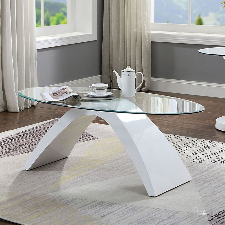 The appearance of Nahara Coffee Table In White designed by Furniture of America in the modern / contemporary interior design. This white piece of furniture  was selected by 1StopBedrooms from Nahara Collection to add a touch of cosiness and style into your home. Sku: FOA4042WH-C-1;FOA4042WH-C-2. Material: Glass. Product Type: Coffee Table. Image1