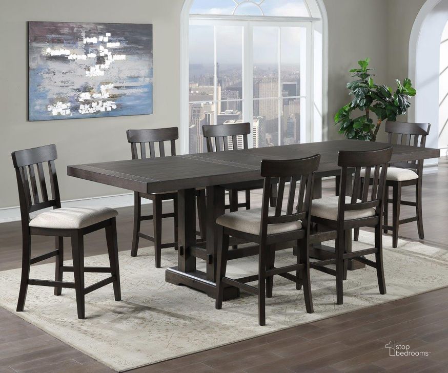 The appearance of Napa 7Pc Counter Height Dining Set designed by Steve Silver in the transitional interior design. This cedar piece of furniture  was selected by 1StopBedrooms from Napa Collection to add a touch of cosiness and style into your home. Sku: NP600PT;NP600CC;NP600CC;NP600CC;NP600CC;NP600CC;NP600CC. Product Type: Dining Room Set. Material: Rubberwood. Image1