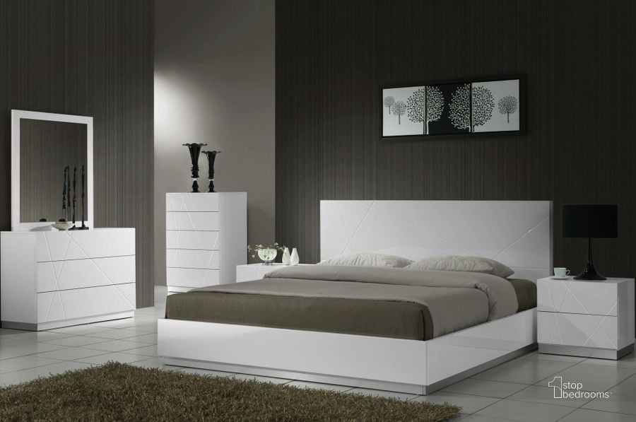 Naples White Lacquer Platform Bedroom Set by J&M | 1StopBedrooms