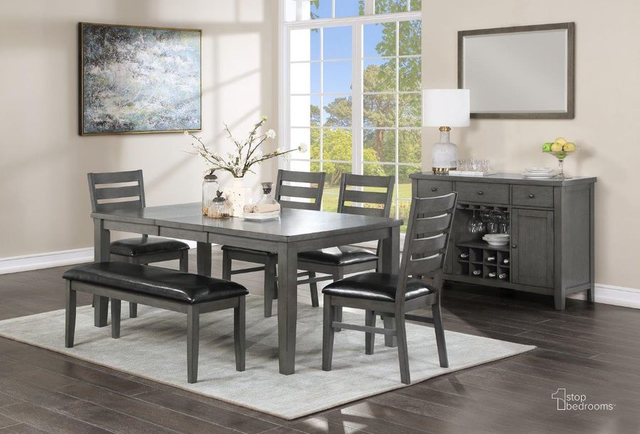 The appearance of Nashua Gray Extendable Dining Room Set designed by Homelegance in the transitional interior design. This gray piece of furniture  was selected by 1StopBedrooms from Nashua Collection to add a touch of cosiness and style into your home. Sku: 5567GY-72;5567GYS. Table Base Style: Legs. Material: Wood. Product Type: Dining Room Set. Table Top Shape: Rectangular. Image1