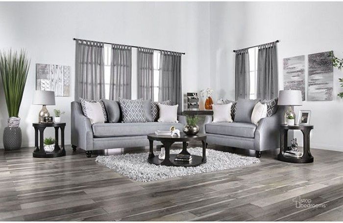 The appearance of Nefyn Gray Living Room Set designed by Furniture of America in the transitional interior design. This gray piece of furniture  was selected by 1StopBedrooms from Nefyn Collection to add a touch of cosiness and style into your home. Sku: SM2670-SF;SM2670-LV. Material: Wood. Product Type: Living Room Set. Image1