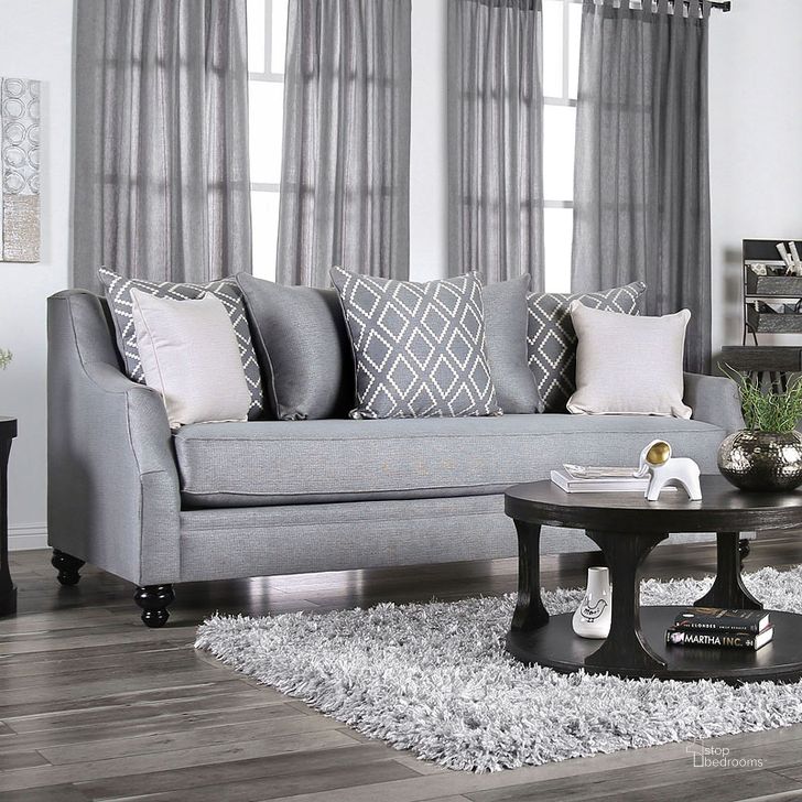 The appearance of Nefyn Gray Sofa designed by Furniture of America in the transitional interior design. This gray piece of furniture  was selected by 1StopBedrooms from Nefyn Collection to add a touch of cosiness and style into your home. Sku: SM2670-SF. Material: Wood. Product Type: Sofa. Image1