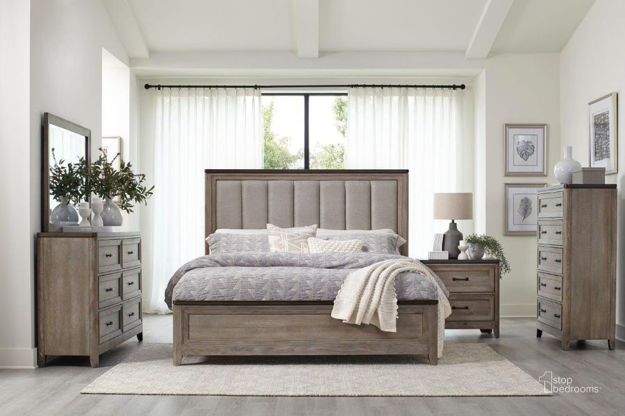 The appearance of Newell Gray And Oak Panel Bedroom Set designed by Homelegance in the transitional interior design. This brown and gray piece of furniture  was selected by 1StopBedrooms from Newell Collection to add a touch of cosiness and style into your home. Sku: 1412-1;1412-2;1412-3;1412-4. Bed Type: Panel Bed. Material: Wood. Product Type: Panel Bed. Bed Size: Queen. Image1