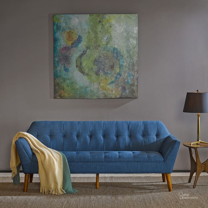 The appearance of Newport Sofa In Blue designed by Olliix in the transitional interior design. This blue piece of furniture  was selected by 1StopBedrooms from Newport Collection to add a touch of cosiness and style into your home. Sku: IIF18-0096. Material: Wood. Product Type: Sofa. Image1