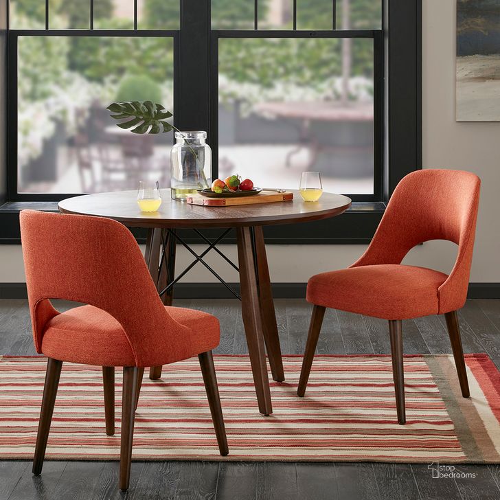 The appearance of Nola Dining Chair Set Of 2 In Orange/Dark Brown designed by Olliix in the transitional interior design. This orange/dark brown piece of furniture  was selected by 1StopBedrooms from Nola Collection to add a touch of cosiness and style into your home. Sku: II100-0117. Material: Wood. Product Type: Dining Chair. Image1