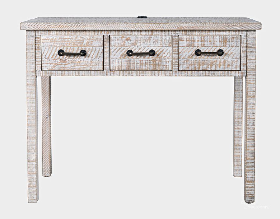 The appearance of North Coast 42 Inch Washed Finish Three Drawer Usb Charging Console Table In White Wash designed by Jofran in the transitional interior design. This white wash piece of furniture  was selected by 1StopBedrooms from North Coast Collection to add a touch of cosiness and style into your home. Sku: 2075-42. Product Type: Console Table. Material: Solid Pine. Image1