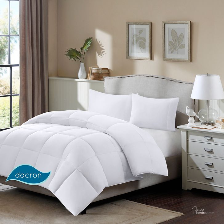 The appearance of Northfield Cotton Twill Supreme Down Blend King Comforter With 3M Moisture Treatment In White designed by Olliix in the transitional interior design. This white piece of furniture  was selected by 1StopBedrooms from Northfield Collection to add a touch of cosiness and style into your home. Sku: MP10-1251. Bed Size: King. Material: Cotton. Product Type: Comforter Set. Image1
