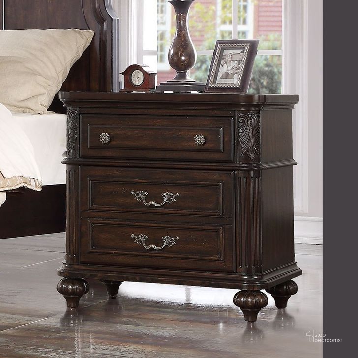 The appearance of Nottingham Nightstand designed by Bernards in the traditional interior design. This black cherry piece of furniture  was selected by 1StopBedrooms from Nottingham Collection to add a touch of cosiness and style into your home. Sku: 1610-120. Material: Wood. Product Type: Nightstand. Image1