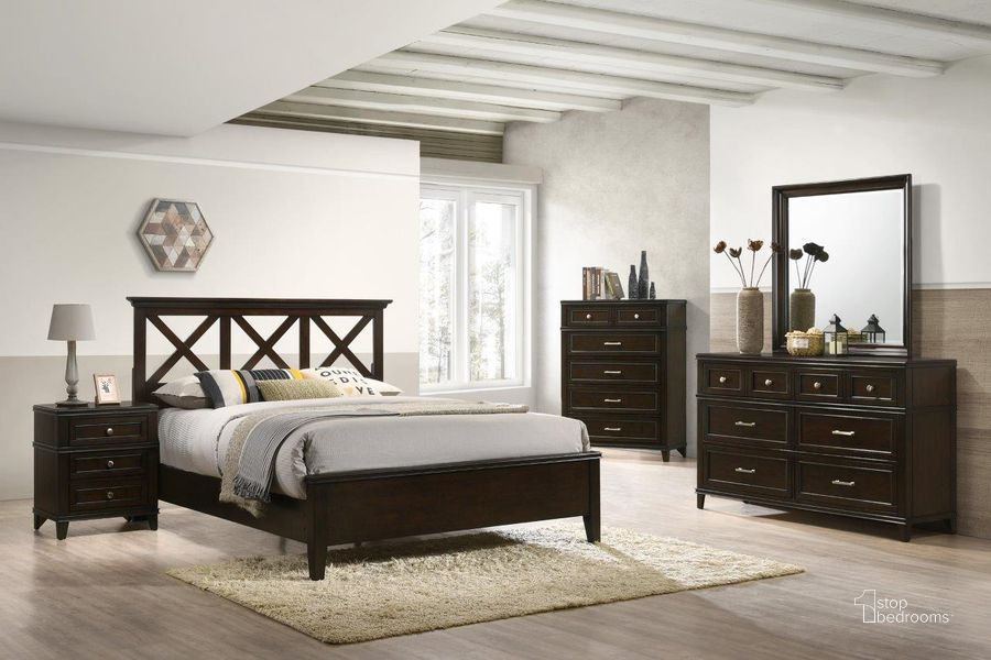 The appearance of Nova II King Panel Bed in Cherry designed by Bernards in the  interior design. This cherry piece of furniture  was selected by 1StopBedrooms from Nova II Collection to add a touch of cosiness and style into your home. Sku: 1282-111. Bed Type: Panel Bed. Material: Wood. Product Type: Panel Bed. Bed Size: King.