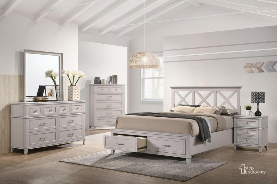 The appearance of Nova II King Storage Bed 1281-110 designed by Bernards in the  interior design. This gray piece of furniture  was selected by 1StopBedrooms from Nova II Collection to add a touch of cosiness and style into your home. Sku: 1281-110. Bed Type: Storage Bed. Material: Wood. Product Type: Storage Bed. Bed Size: King.