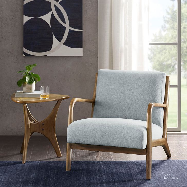 The appearance of Novak Lounge Chair In Light Blue designed by Olliix in the transitional interior design. This light blue piece of furniture  was selected by 1StopBedrooms from Novak Collection to add a touch of cosiness and style into your home. Sku: II110-0397. Material: Wood. Product Type: Lounge Chair. Image1