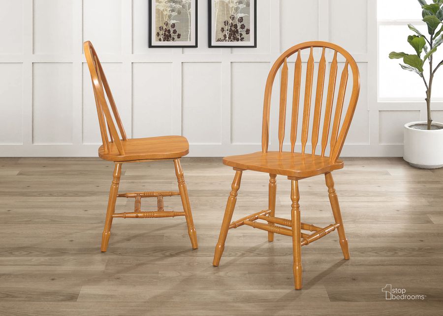 The appearance of Oak Selections Arrowback Dining Side Chair Set of 2 In Light Oak designed by Sunset Trading in the traditional interior design. This light oak piece of furniture  was selected by 1StopBedrooms from Oak Selections Collection to add a touch of cosiness and style into your home. Sku: DLU-820-LO-RTA. Product Type: Side Chair. Material: Rubberwood. Image1
