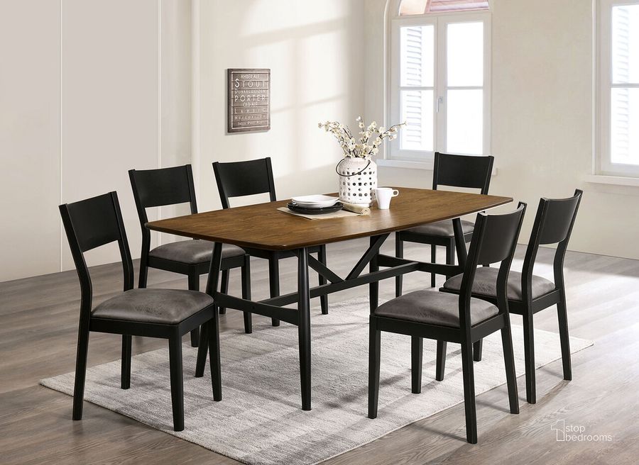 The appearance of Oberwil Dining Table In Antique Oak/Black/Gray designed by Furniture of America in the transitional interior design. This antique oak/black/gray piece of furniture  was selected by 1StopBedrooms from Oberwil Collection to add a touch of cosiness and style into your home. Sku: CM3548A-T. Table Base Style: Trestle. Table Top Shape: Round. Material: Wood. Product Type: Dining Table. Size: 38". Image1