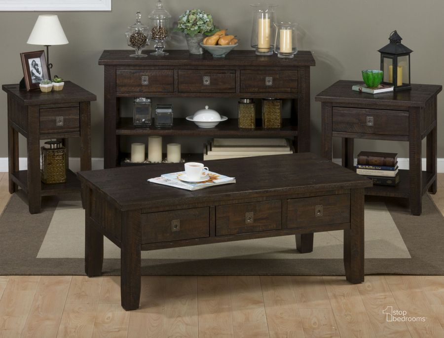 The appearance of Kona Grove Rustic Chocolate Occasional Table Set designed by Jofran in the transitional interior design. This brown piece of furniture  was selected by 1StopBedrooms from Kona Grove Collection to add a touch of cosiness and style into your home. Sku: 704-5;704-7. Material: Wood. Product Type: Occasional Table Set. Image1