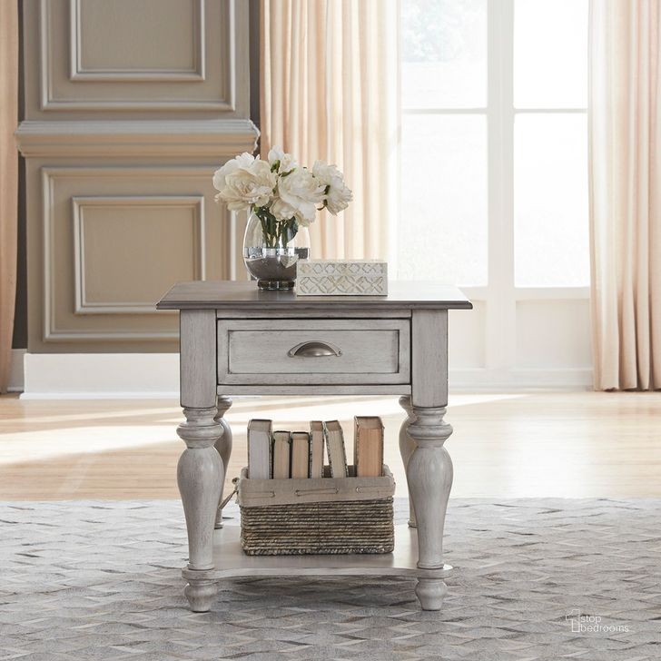 The appearance of Ocean Isle Drawer End Table In Antique White With Weathered Pine designed by Liberty in the traditional interior design. This antique white piece of furniture  was selected by 1StopBedrooms from Ocean Isle Collection to add a touch of cosiness and style into your home. Sku: 303W-OT1020. Product Type: End Table. Material: Rubberwood. Image1