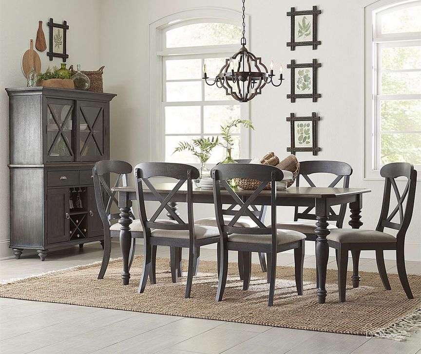 The appearance of Ocean Isle Rectangular Dining Room Set (Slate) designed by Liberty in the transitional interior design. This slate piece of furniture  was selected by 1StopBedrooms from Ocean Isle Collection to add a touch of cosiness and style into your home. Sku: 303G-T3872;303G-C3001S. Table Base Style: Legs. Material: Wood. Product Type: Dining Room Set. Table Top Shape: Rectangular. Image1