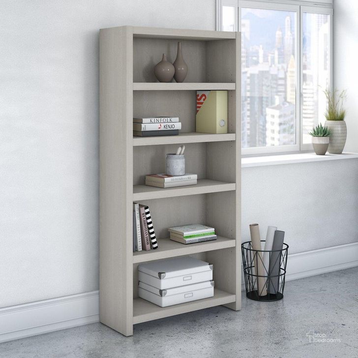 The appearance of Office by Kathy Ireland Echo 5 Shelf Bookcase in Gray Sand designed by Bush Furniture in the modern / contemporary interior design. This sand piece of furniture  was selected by 1StopBedrooms from Echo Collection to add a touch of cosiness and style into your home. Sku: KI60204-03. Product Type: Bookcase. Image1