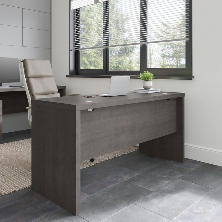 The appearance of Office by Kathy Ireland Echo 60W Credenza Desk in Charcoal Maple designed by Bush Furniture in the modern / contemporary interior design. This charcoal piece of furniture  was selected by 1StopBedrooms from Echo Collection to add a touch of cosiness and style into your home. Sku: KI60306-03. Product Type: Desk. Image1