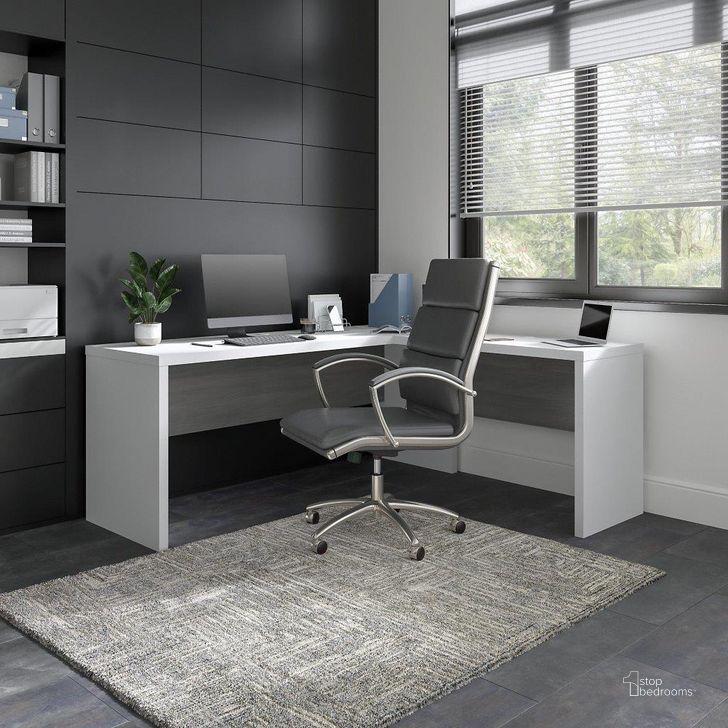 The appearance of Office By Kathy Ireland Echo 72W L Shaped Computer Desk In Pure White And Modern Gray designed by Bush Furniture in the modern / contemporary interior design. This white and gray piece of furniture  was selected by 1StopBedrooms from Echo Collection to add a touch of cosiness and style into your home. Sku: ECH054WHMG. Material: Wood. Product Type: Computer Desk. Image1