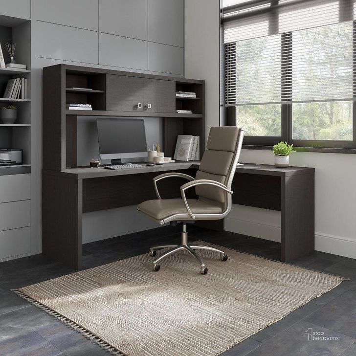 The appearance of Office By Kathy Ireland Echo 72W L Shaped Computer Desk With Hutch In Charcoal Maple designed by Bush Furniture in the modern / contemporary interior design. This charcoal piece of furniture  was selected by 1StopBedrooms from Echo Collection to add a touch of cosiness and style into your home. Sku: ECH057CM. Material: Wood. Product Type: Desk & Hutch. Image1