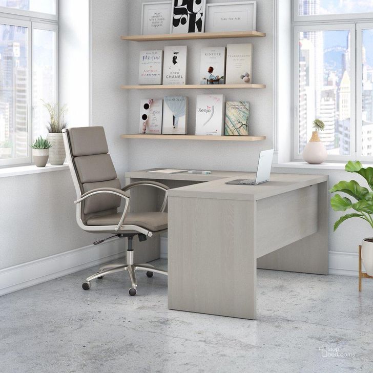 The appearance of Office by Kathy Ireland Echo L Shaped Desk in Gray Sand designed by Bush Furniture in the modern / contemporary interior design. This sand piece of furniture  was selected by 1StopBedrooms from Echo Collection to add a touch of cosiness and style into your home. Sku: ECH026GS. Material: Wood. Product Type: Desk. Image1