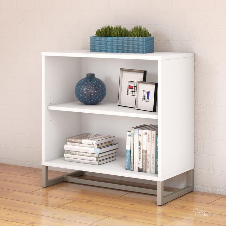 The appearance of Office by Kathy Ireland Method 2 Shelf Bookcase Cabinet in White designed by Bush Furniture in the modern / contemporary interior design. This white piece of furniture  was selected by 1StopBedrooms from Method Collection to add a touch of cosiness and style into your home. Sku: KI70205. Product Type: Bookcase. Image1
