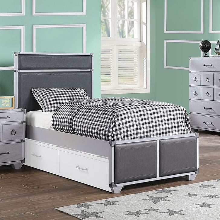 The appearance of Orchest Youth Panel Bed (Twin) designed by ACME in the transitional interior design. This gray piece of furniture  was selected by 1StopBedrooms from Orchest Collection to add a touch of cosiness and style into your home. Sku: 36120T-HB;36121T-FB;36122T-R. Bed Type: Panel Bed. Material: Wood. Bed Size: Twin. Product Type: Kids Bed. Image1